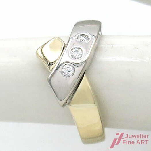 Diamantring 14K/585 GG/WG - 3 Brillanten zus. ca. 0,09 ct W/si - 6,0 g - Gr. 53