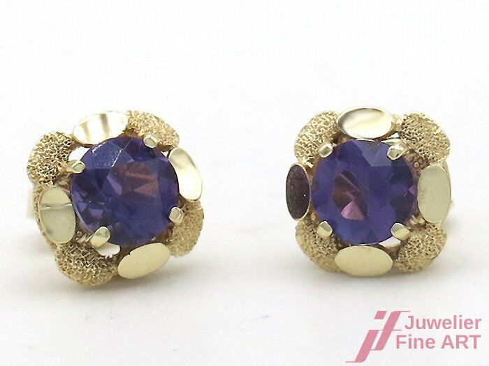 OHRSTECKER 14K/585 Gelbgold - 2 Amethyste - 4,3 g (Paar)