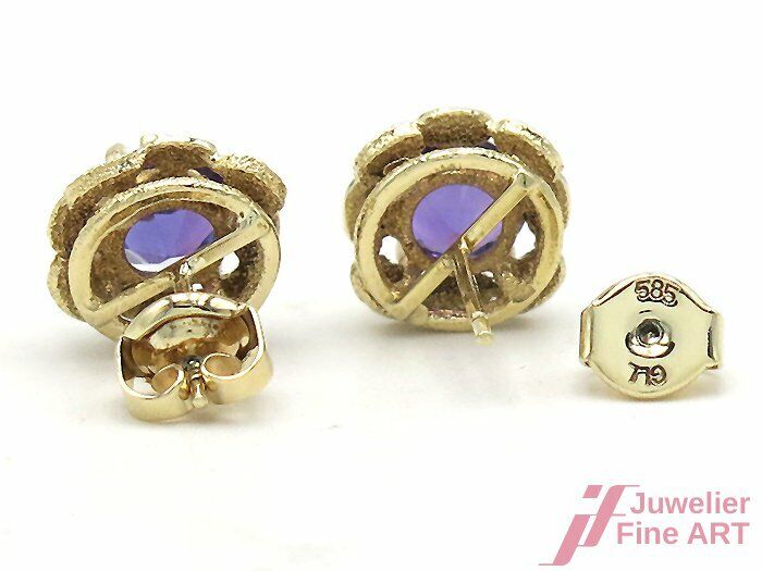 OHRSTECKER 14K/585 Gelbgold - 2 Amethyste - 4,3 g (Paar)