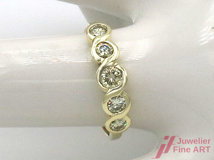 Ring 14K/585 GG/WG - 5 Brillanten fancy yellow 0,6 ct VSI - 3,18 g - Gr. 57 TOP