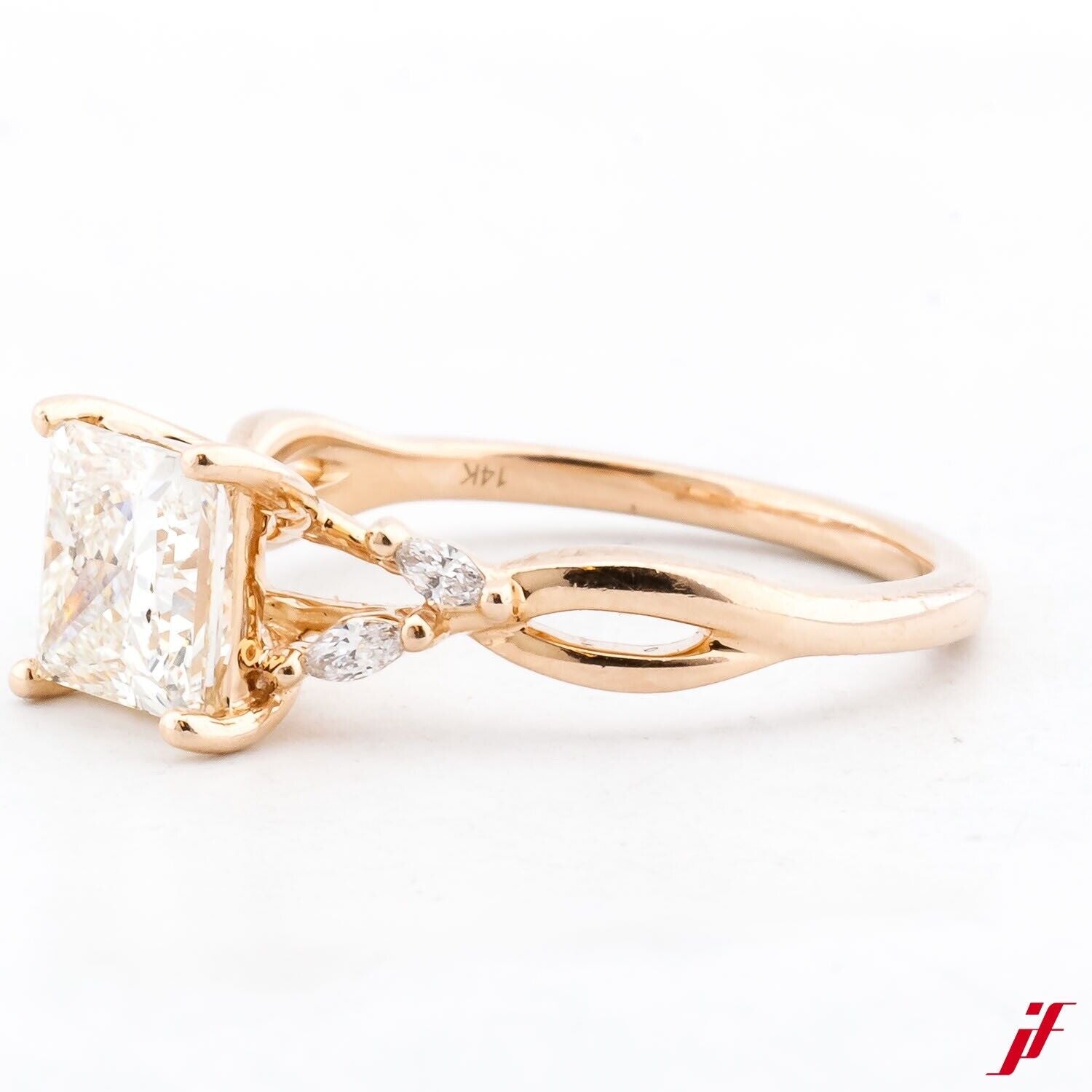 Ring 750/18K Rosegold Princesscut CVD 2,01ct Diamanten ca. 0,20 ct - Wert 7.900€