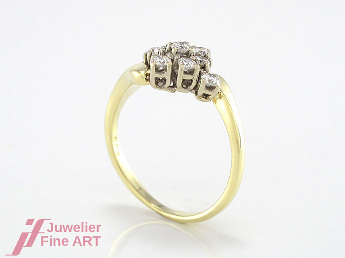 Ring in 14K/585 Gelbgold mit 9 Diamanten ca. 0,50 ct TW/SI - 3,1 g - Gr. 50