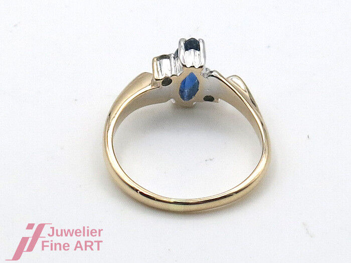 RING - 14K/585 Gelbgold - 1 Saphir Navetteschliff, facettiert - 3,5 g Gr. 56