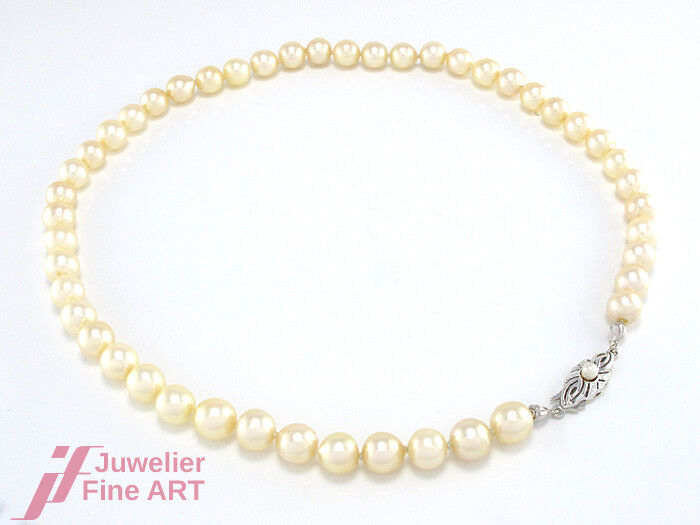 Kette Collier Akoya Perlen 14K 585 Weißgold Gelbgold 41 cm