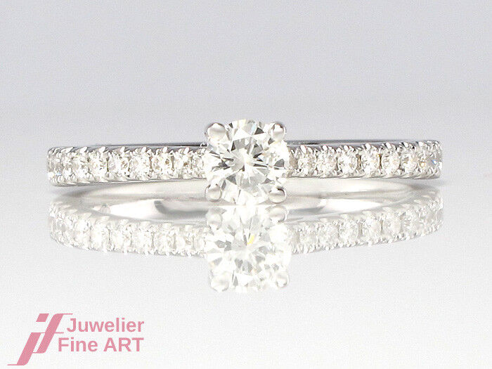 Solitärring 18K Gold -1 Brillant 0,23 ct G/VS1 mit DPL-Expertise & 20 Brillanten