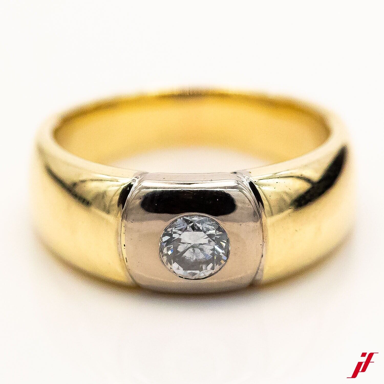 Ring 585/14K Weißgold Gelbgold 1 Diamant Brillant 0,35ct Gr.53 - Wert 3.600€