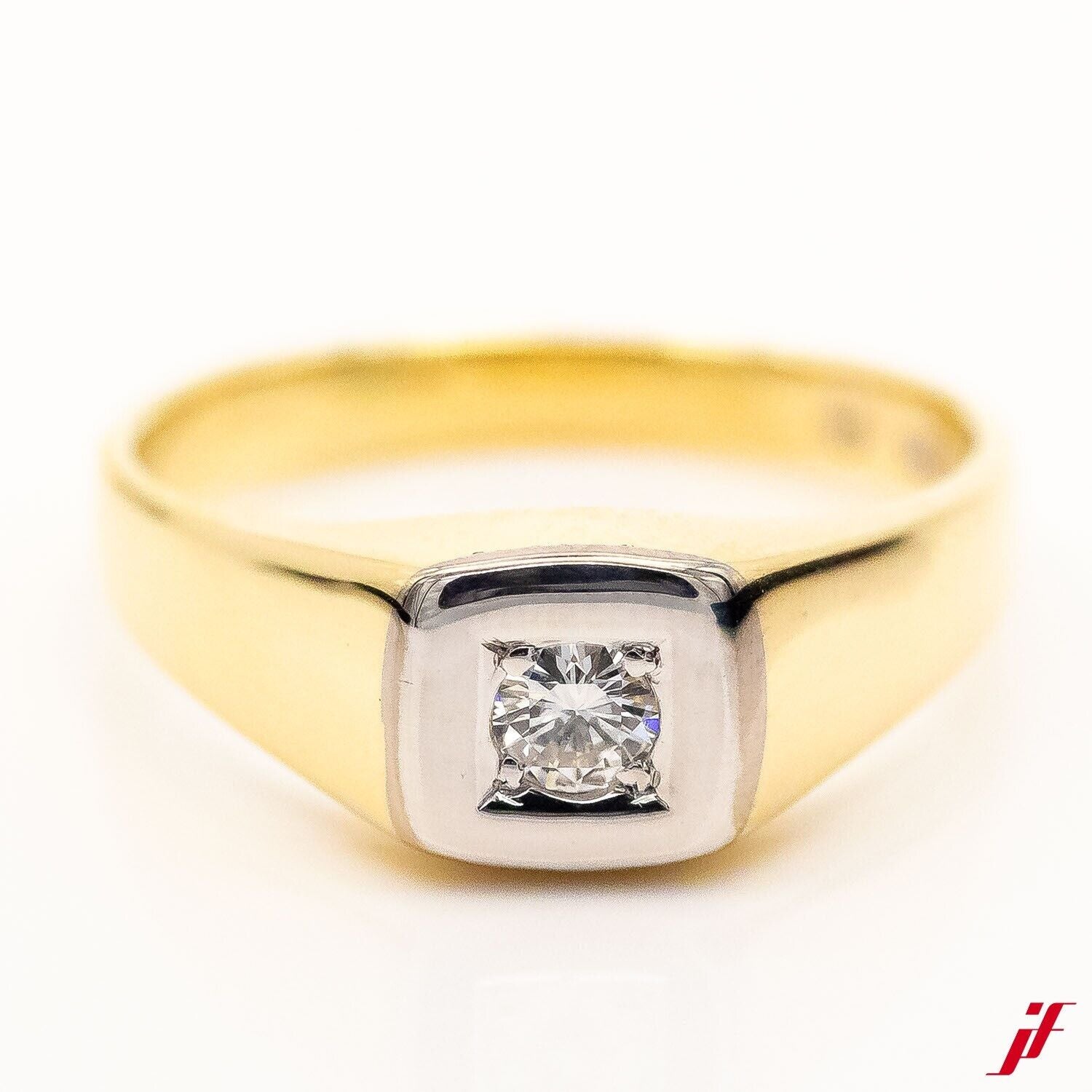 Herrenring Solitär 585/14K Gelbgold Diamant 0,25 ct F/VS Gr. 70 - Wert 3.500€