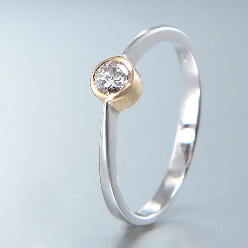 SOLITÄRRING - Diamant 0,14 ct TW-VSI, 18K/750 Weißgold - Größe 49 änderbar