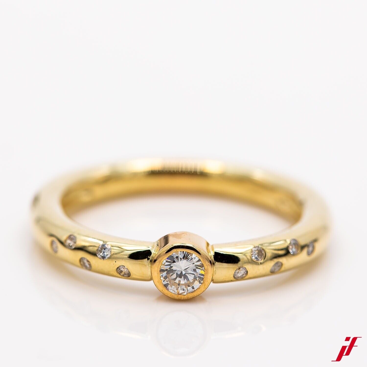 Ring Solitärring 585/14K Gelbgold 11 Diamant Brillant 0,25ct - Wert 2500€