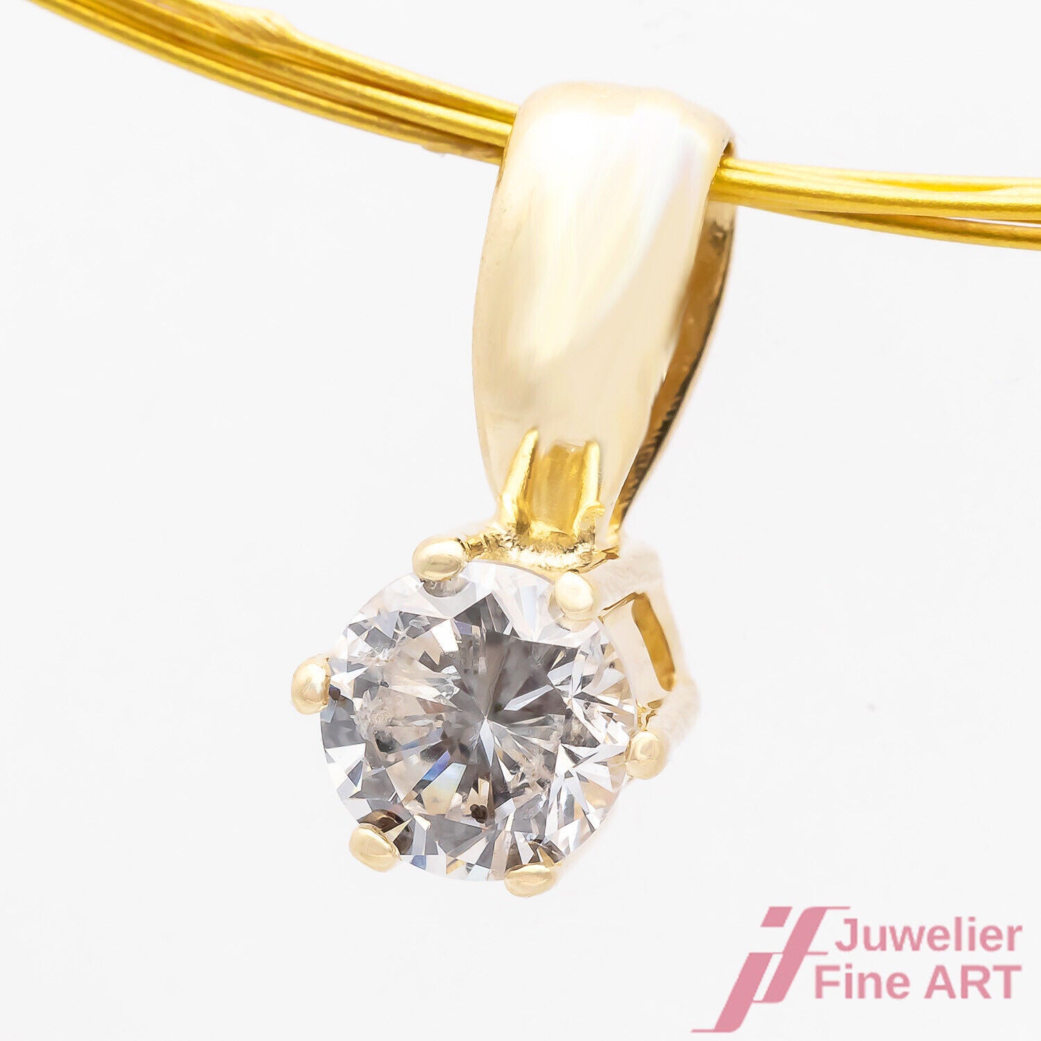 Anhänger Solitäranhänger 585/14K Gelbgold Diamant Brillant 14,20 mm Länge