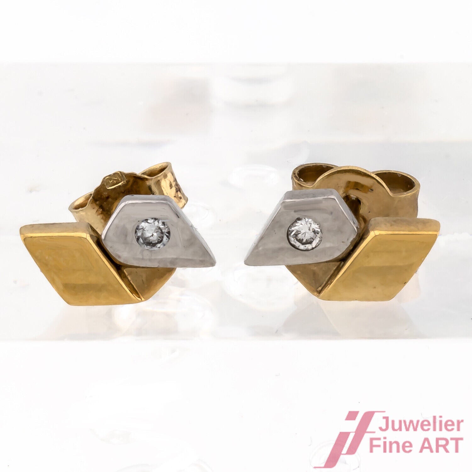 Ohrringe Ohrstecker Solitär 750/18K Gelbgold Weißgold Diamanten Brillanten