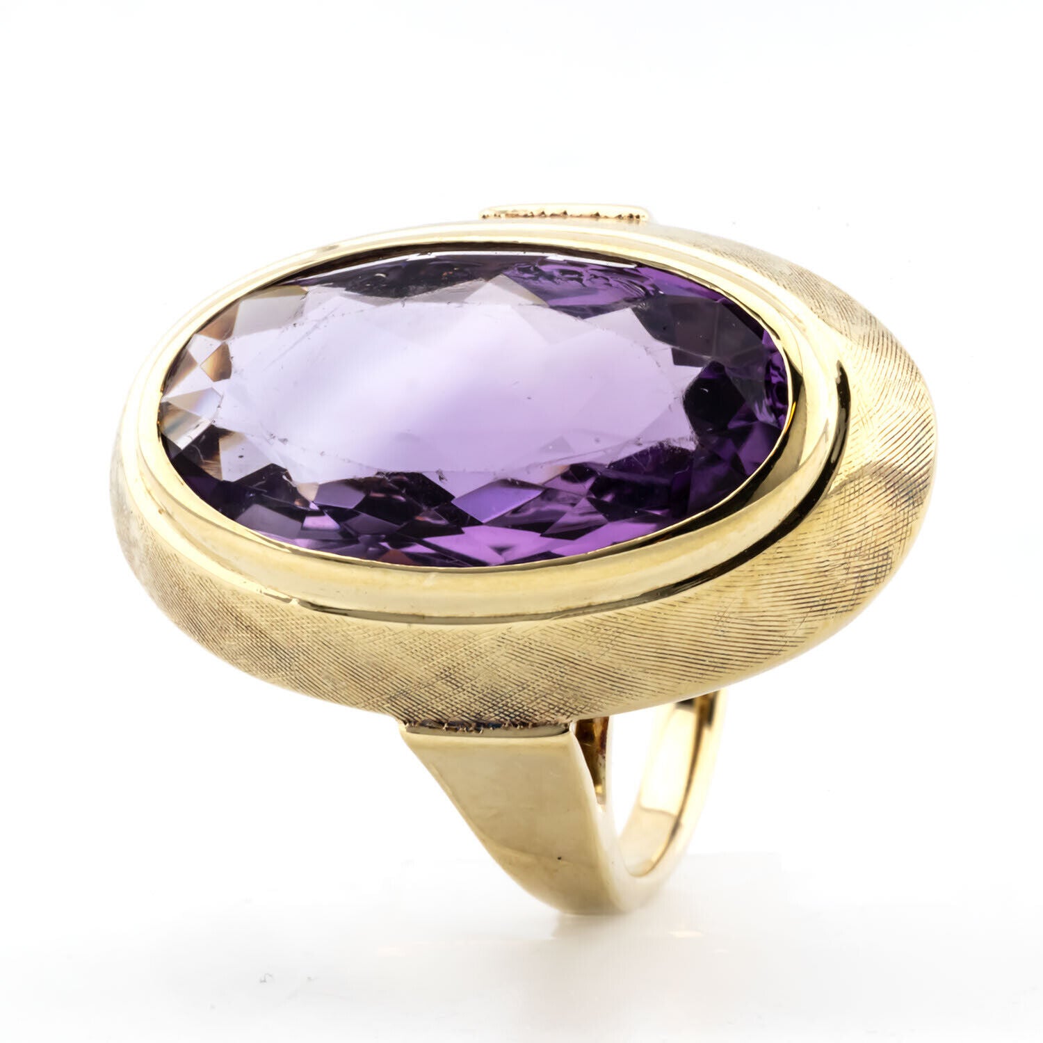 Ring Klassisch Eismatt 585/14K Gelbgold 1 Amethyst Größe 53 TOP