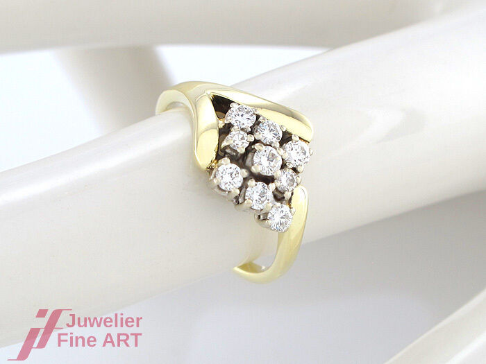 Ring in 14K/585 Gelbgold mit 9 Diamanten ca. 0,50 ct TW/SI - 3,1 g - Gr. 50