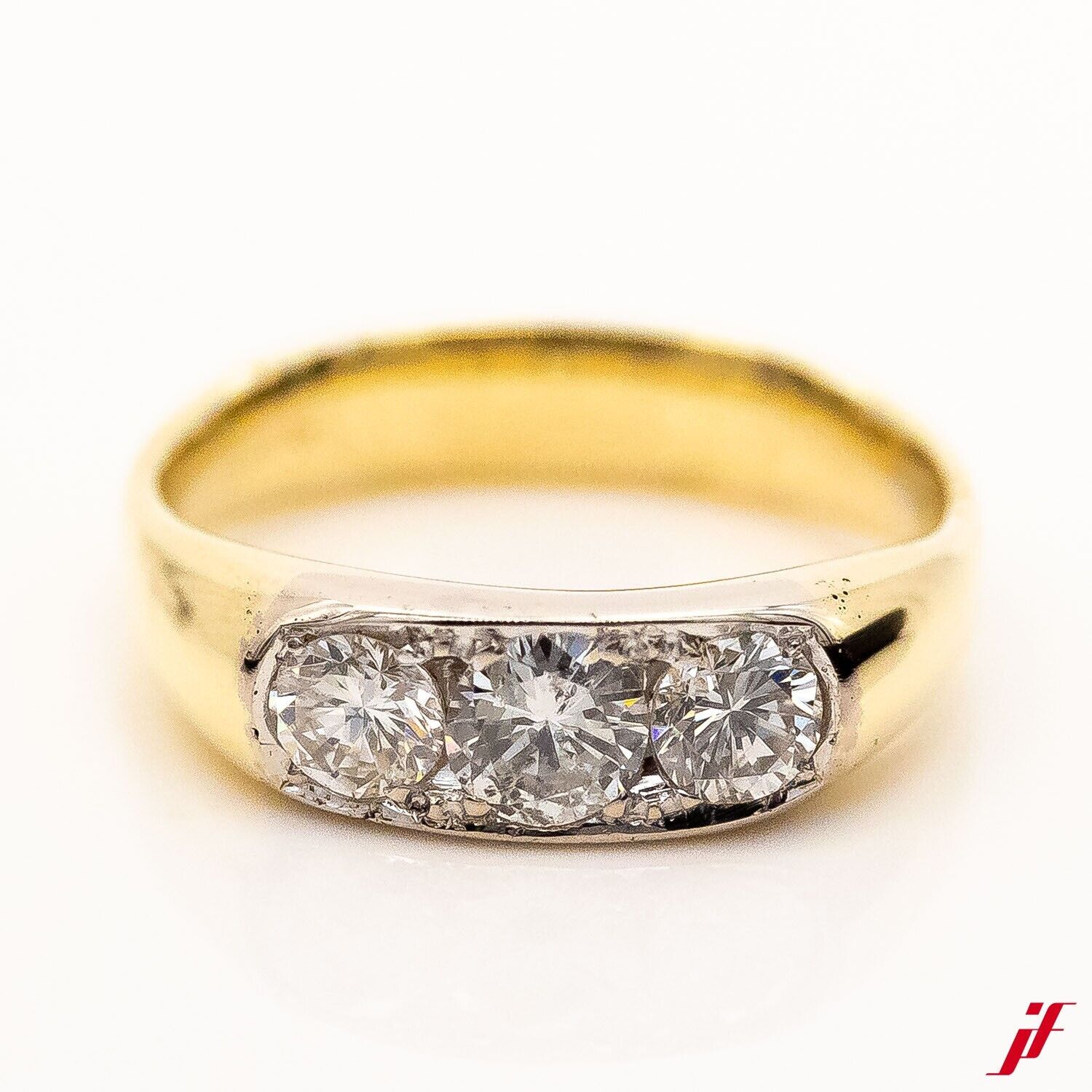 Ring 585/14K Gelbgold 3 Diamant Brillant 0,75 ct H/SI Gr.52 - Wert 3.500€