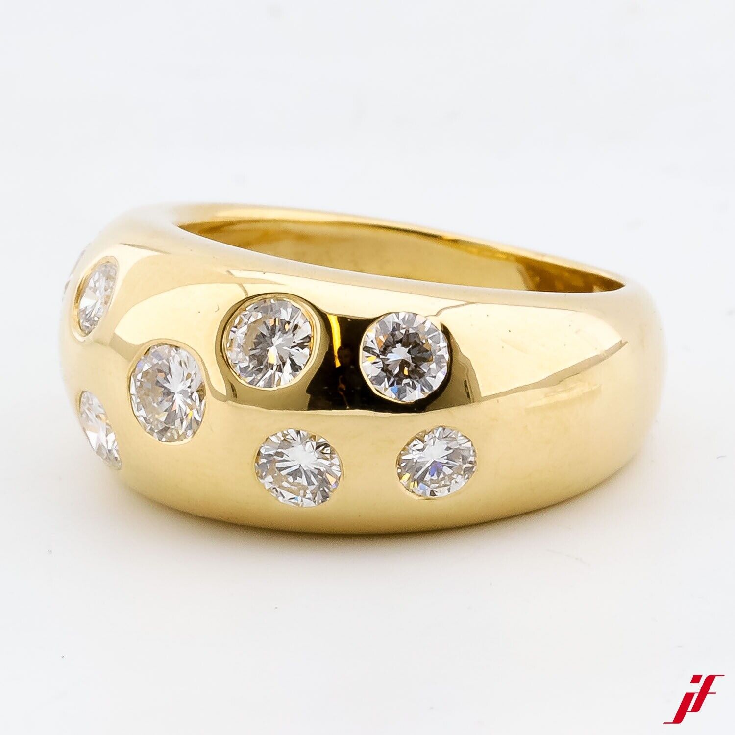 Damenring 750/18K Gelbgold 9 Diamanten Brillanten 0,70ct - Wert 4.900€