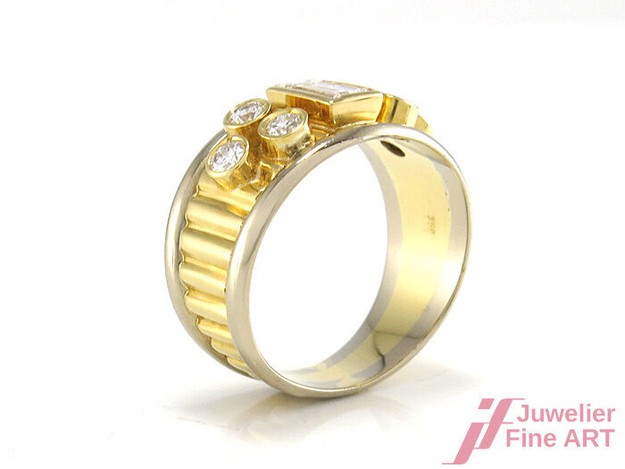 Ring 18K/750 GG/WG -1 Diam. Baguette 0,50 ctTW/VVS 6 Brill. 0,30 W/SI 4,6 g 51,5