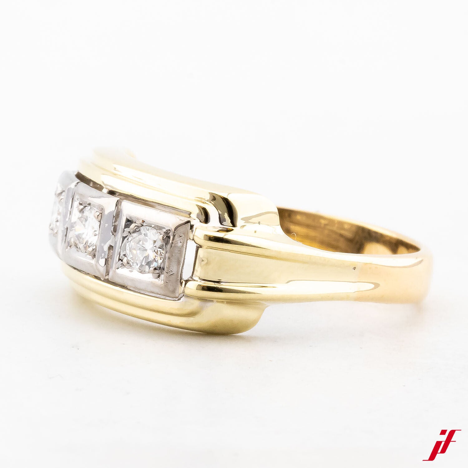 Ring Klassisch 585/14K Gelbgold Weißgold Diamanten Brillanten Ringgröße 59,5