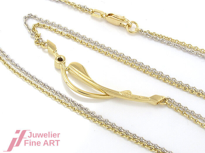 Collier mit Brillant ca. 0,05 ct TW-SI - 750/18K Gelb-/Weißgold - 9,6 g - 46 cm