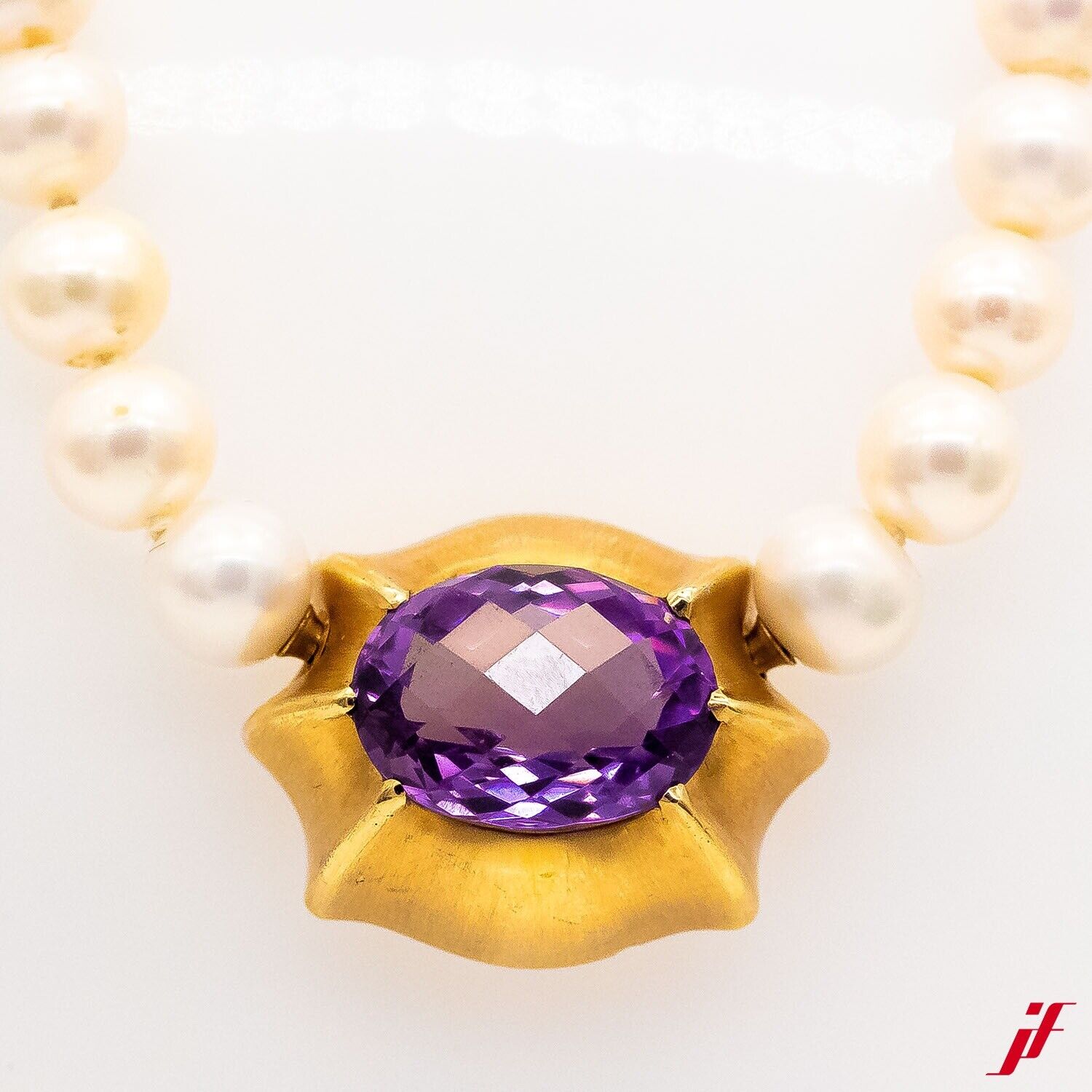 Perlenkette 18K Gelbgold Gelbgold Amethyst Länge 41,5cm - Wert 4.500€