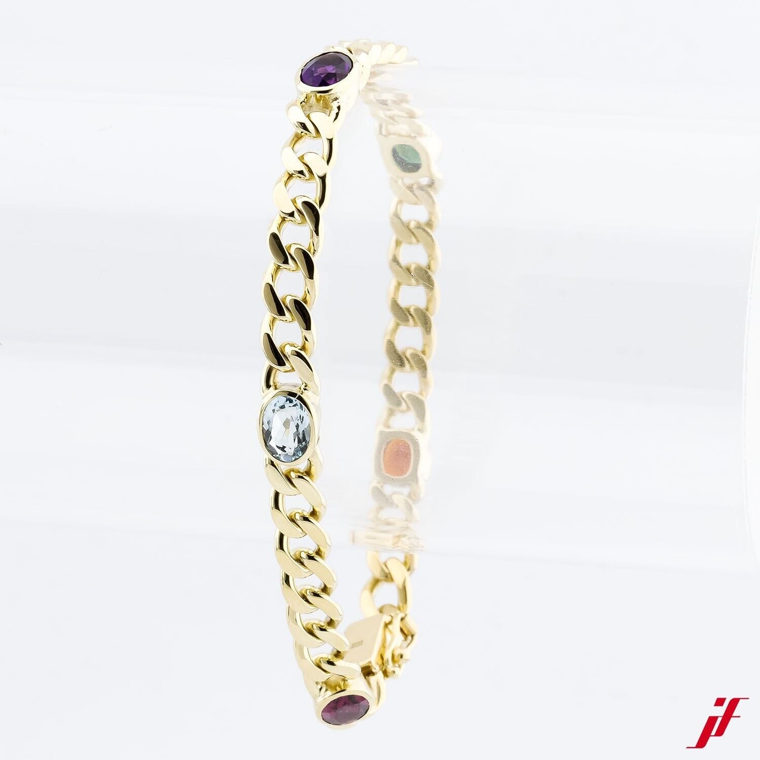 Armband 14K/585 Gelbgold Amethyst Turmalin Aquamarin Granat Rubelitt - Wert 4000