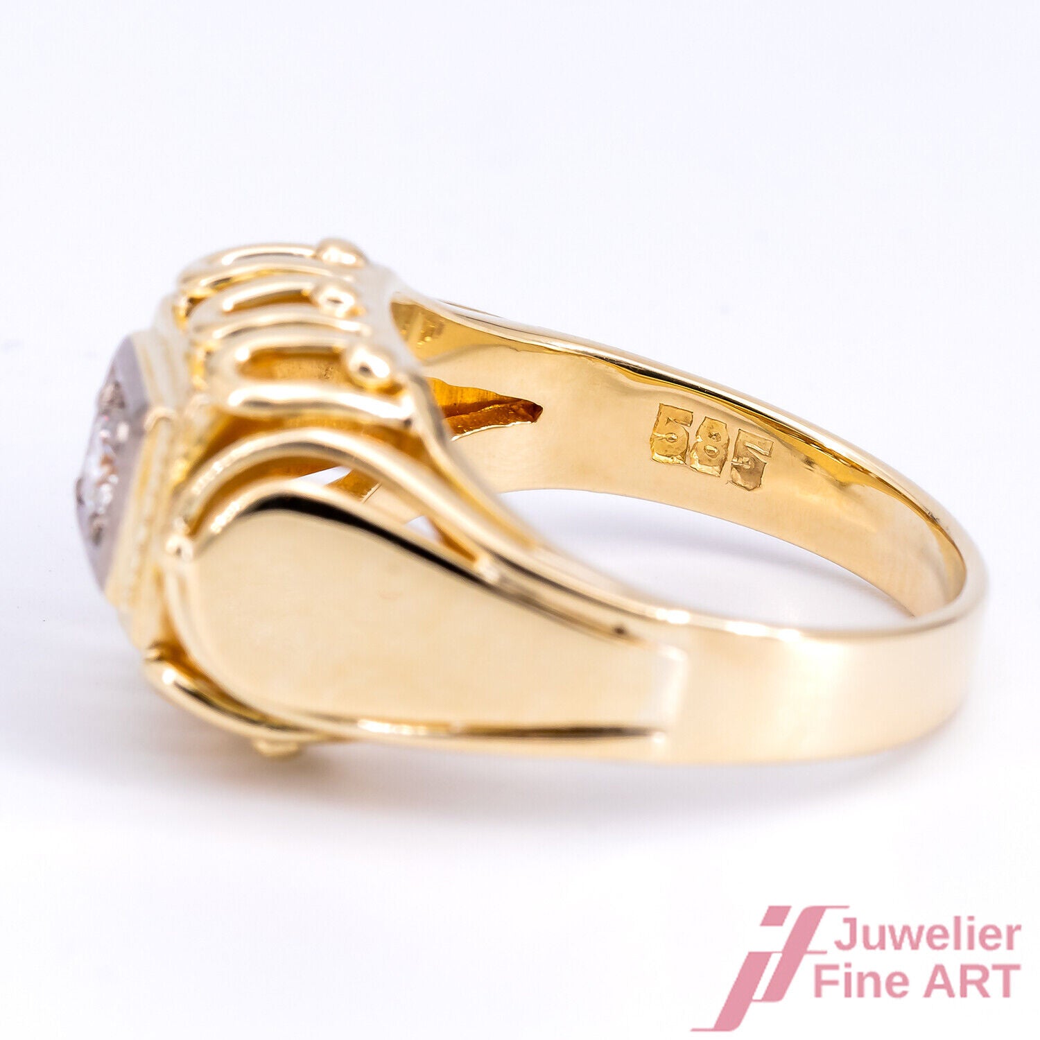 RING - 14K/585 Gelb- und Weißgold - 1 Brillant ca. 0,06ct - W/SI - 4,7g - Gr. 48