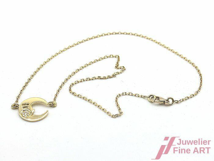 Collier *Mond* 18K/750 Gelbgold - 7 Brillanten zus. ca. 0,10 ct - 6,2 g -40,5 cm