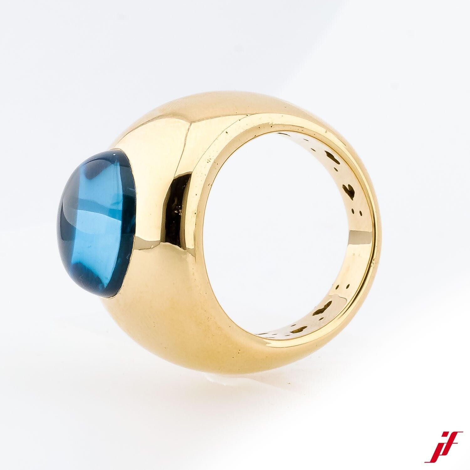 Ring Cocktail 750/18K Gelbgold 1 Aquamarin Cbochon ca. 8 ct  19,2 g