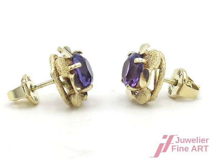 OHRSTECKER 14K/585 Gelbgold - 2 Amethyste - 4,3 g (Paar)