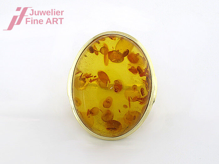 Ring - 8K/333 Gelbgold mit Bernstein Cabochon - 11,3 g Gr. 53