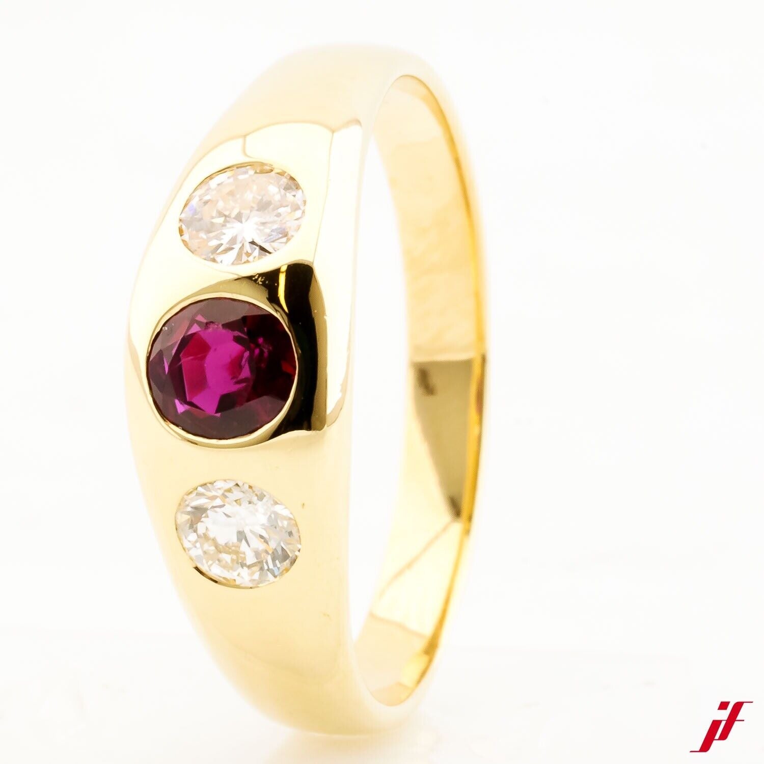 Ring 18K Gelbgold 1 Rubin 2 Brillanten - Wert 5.800€