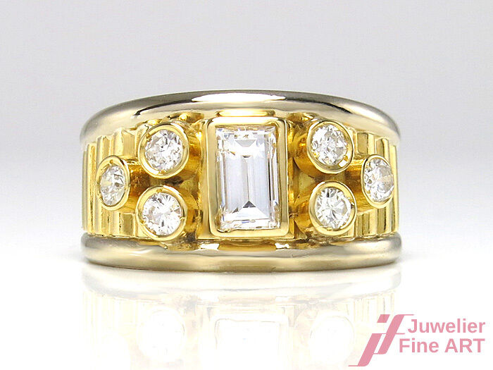 Ring 18K/750 GG/WG -1 Diam. Baguette 0,50 ctTW/VVS 6 Brill. 0,30 W/SI 4,6 g 51,5