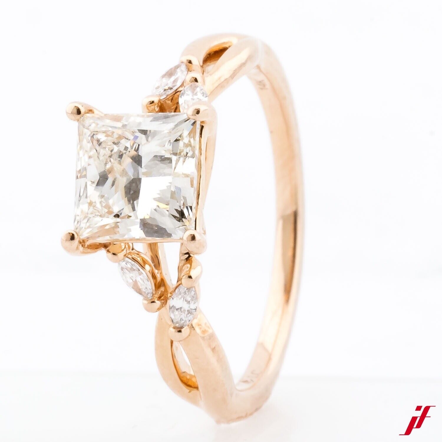 Ring 750/18K Rosegold Princesscut CVD 2,01ct Diamanten ca. 0,20 ct - Wert 7.900€