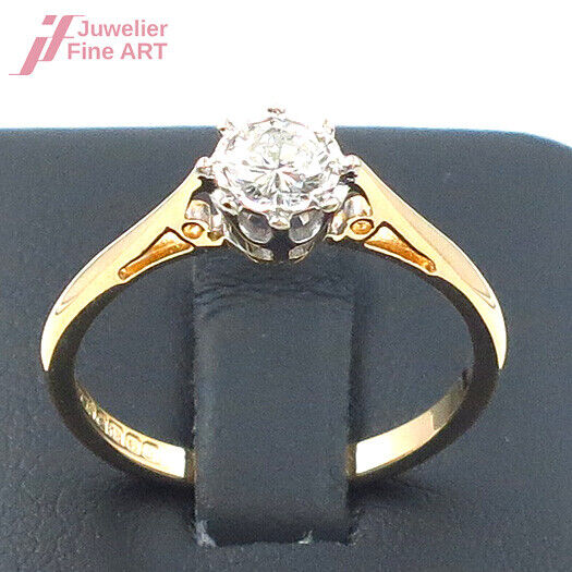 Ring - 18K Gelbgold - Diamant ca. 0,4 ct W/pi - 2,6 g - Gr. 54