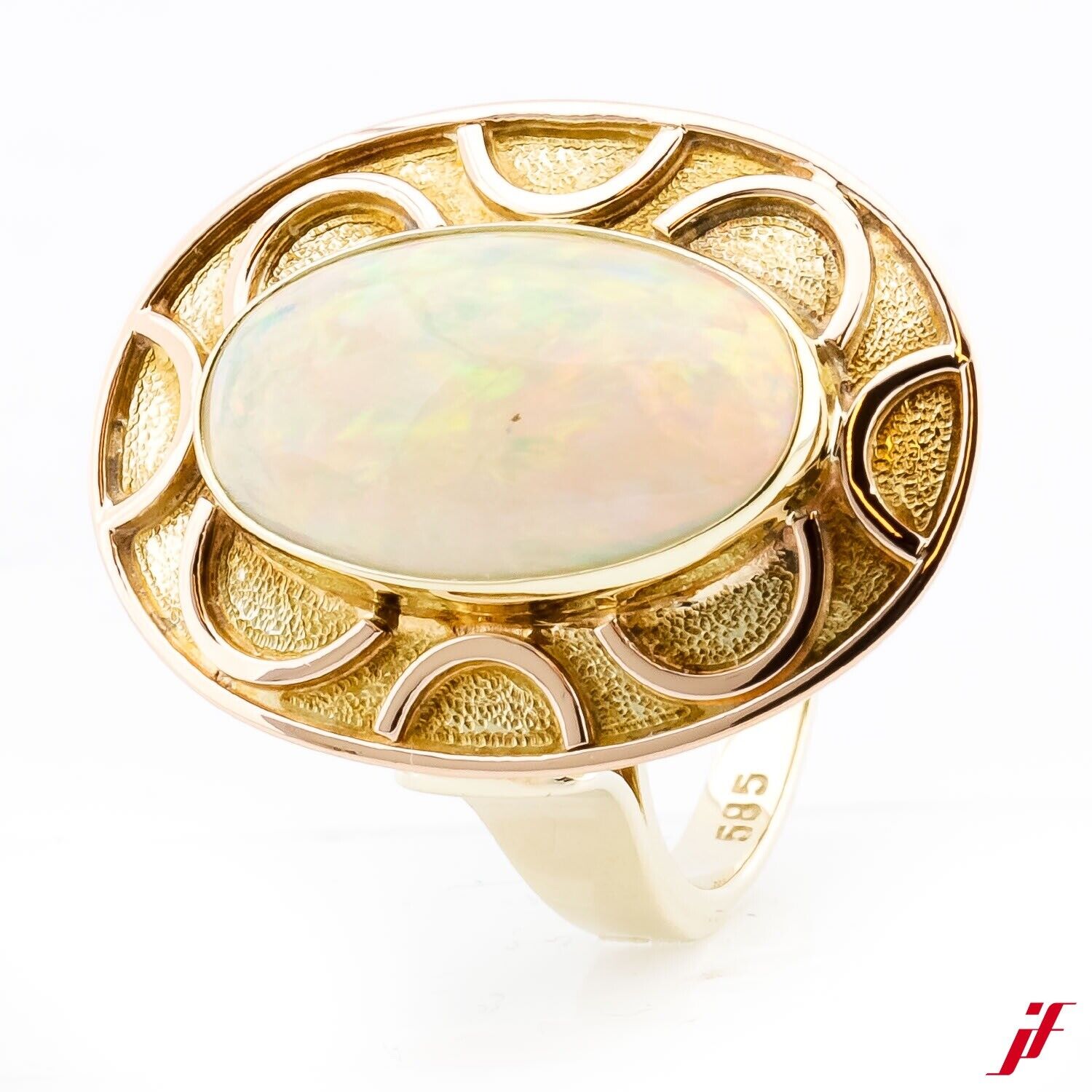 Damenring 585/14K Gelbgold verziert 1 Opal - Wert 1700€