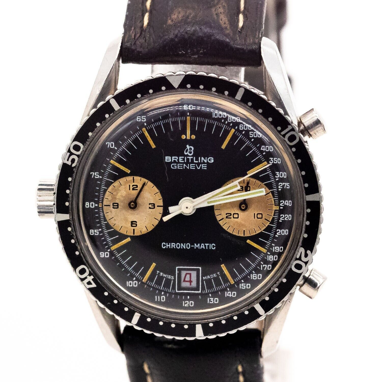 Breitling Chrono-matic 38mm Ref.2130 Edelstahl Leder Automatik Plexiglas