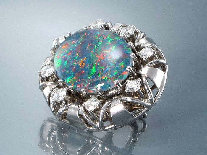 Perlenstopper Opal-Triplette + 0,80 ct  8 Brill. ca. 0,64 ct - TW-VVSI - 14K WG