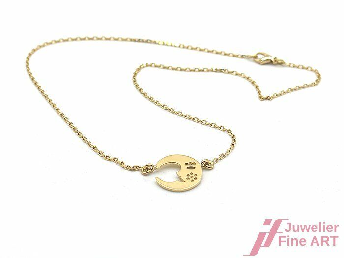 Collier *Mond* 18K/750 Gelbgold - 7 Brillanten zus. ca. 0,10 ct - 6,2 g -40,5 cm