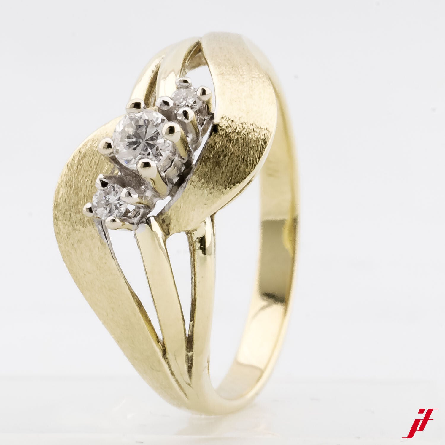 Klassischer Ring 14K Gold 3 Brillanten zus. 0,15 ct G/si1-p1  Wert=650,- € *  52