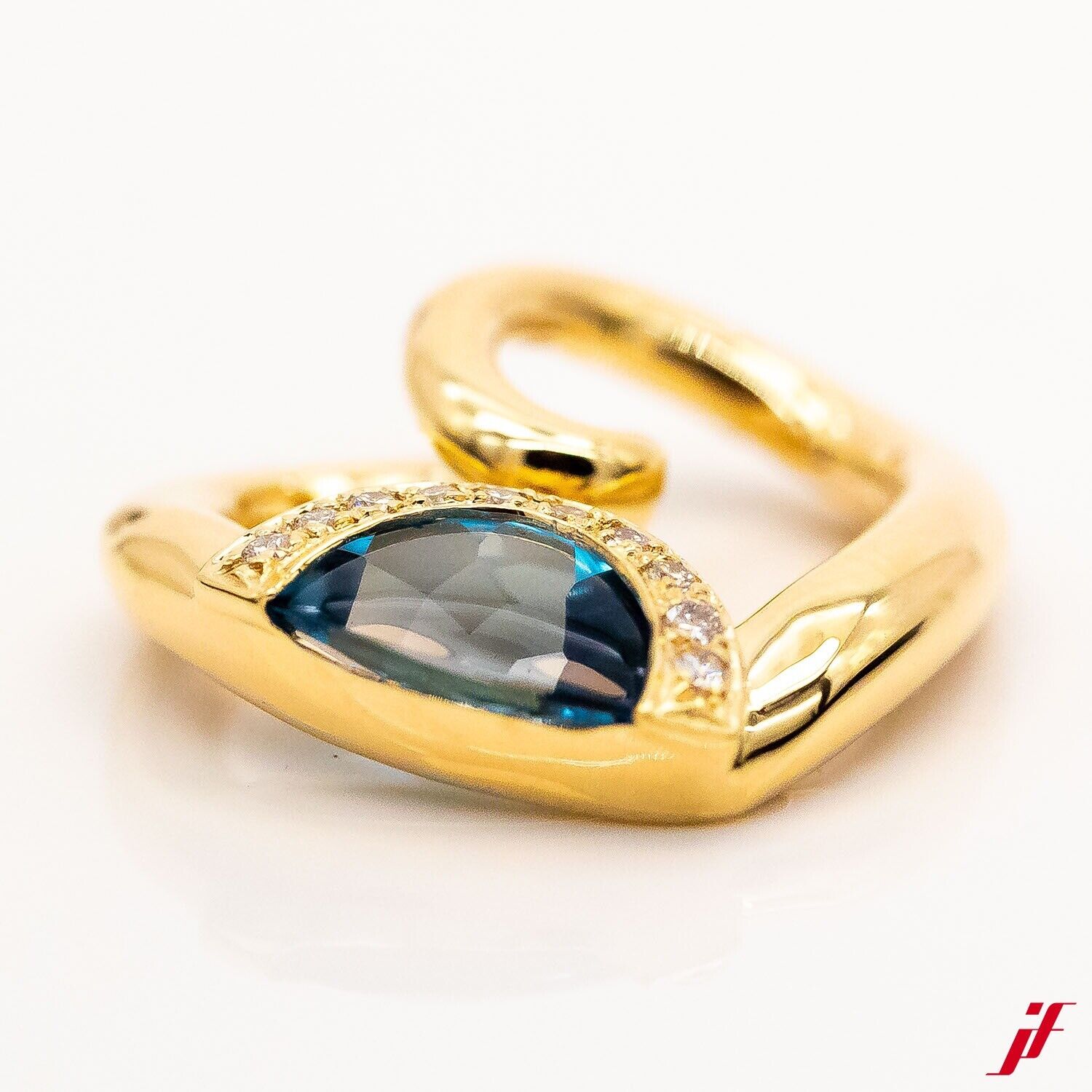 Anhänger 750/18K Gelbgold 1 Aquamarin 10 Diamanten 0,10ct - Wert 2.600€