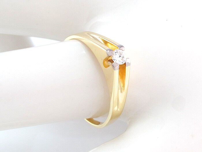 Solitärring mit Brillant ca. 0,10 ct in 585/14K Gelbgold - 3,3 g - Gr. 59