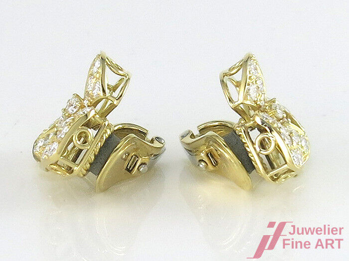 Ohrclips in 18K/750 Gelbgold mit 3,0 ct TW/VVS Brillantbesatz - 12,8 g Paar