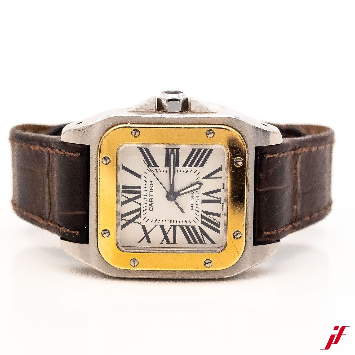 Cartier Santos Automatic Stahl/18k Gelbgold Ref.2878 24mm 16cm mit Box+Papiere