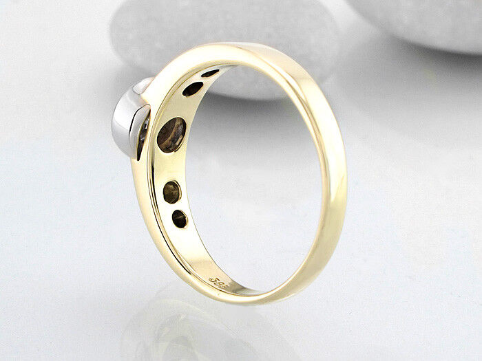 Ring Solitärring 585/14K Gelbgold Weißgold Diamanten Brillanten Größe 55