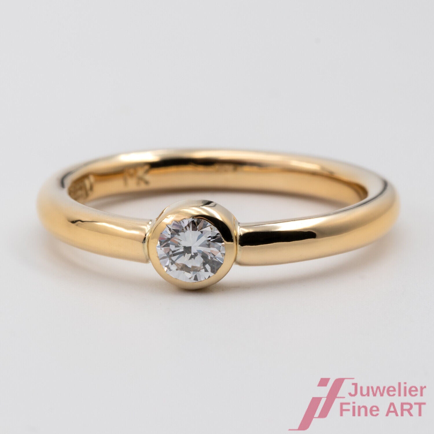 Ring Solitärring 750/18K Gelbgold Diamanten Brillanten Größe 48