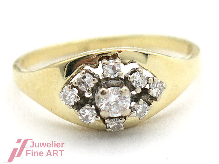 Damenring 14K/585 GG - Diamantbesatz ca. 0,30 ct W/SI - 2,8 g - Gr. 54