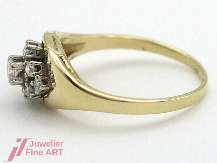 Damenring 14K/585 GG - Diamantbesatz ca. 0,30 ct W/SI - 2,8 g - Gr. 54