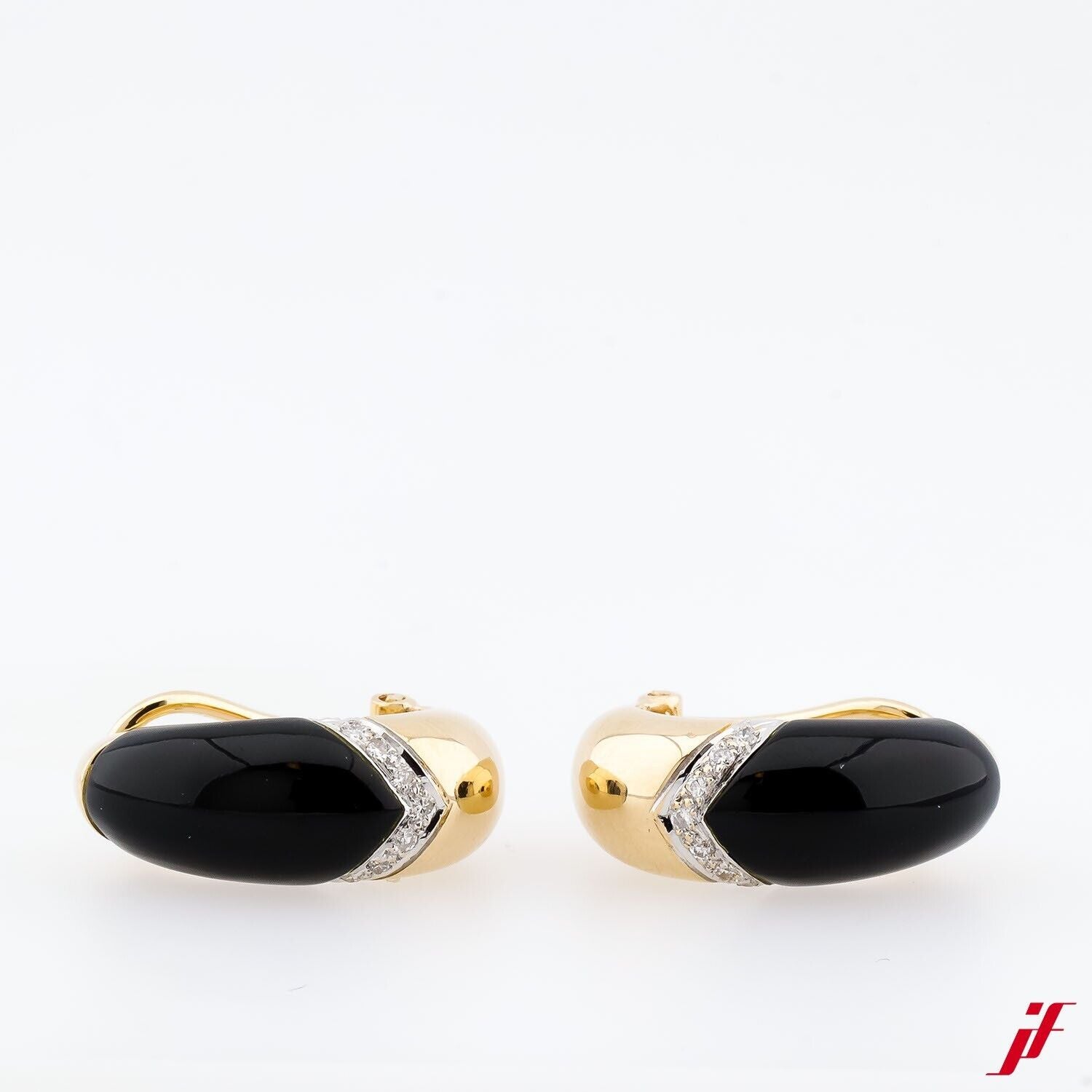 Ohrringe 14K/585 Gelbgold Onyx Diamanten 0,15ct - Wert 3.900€