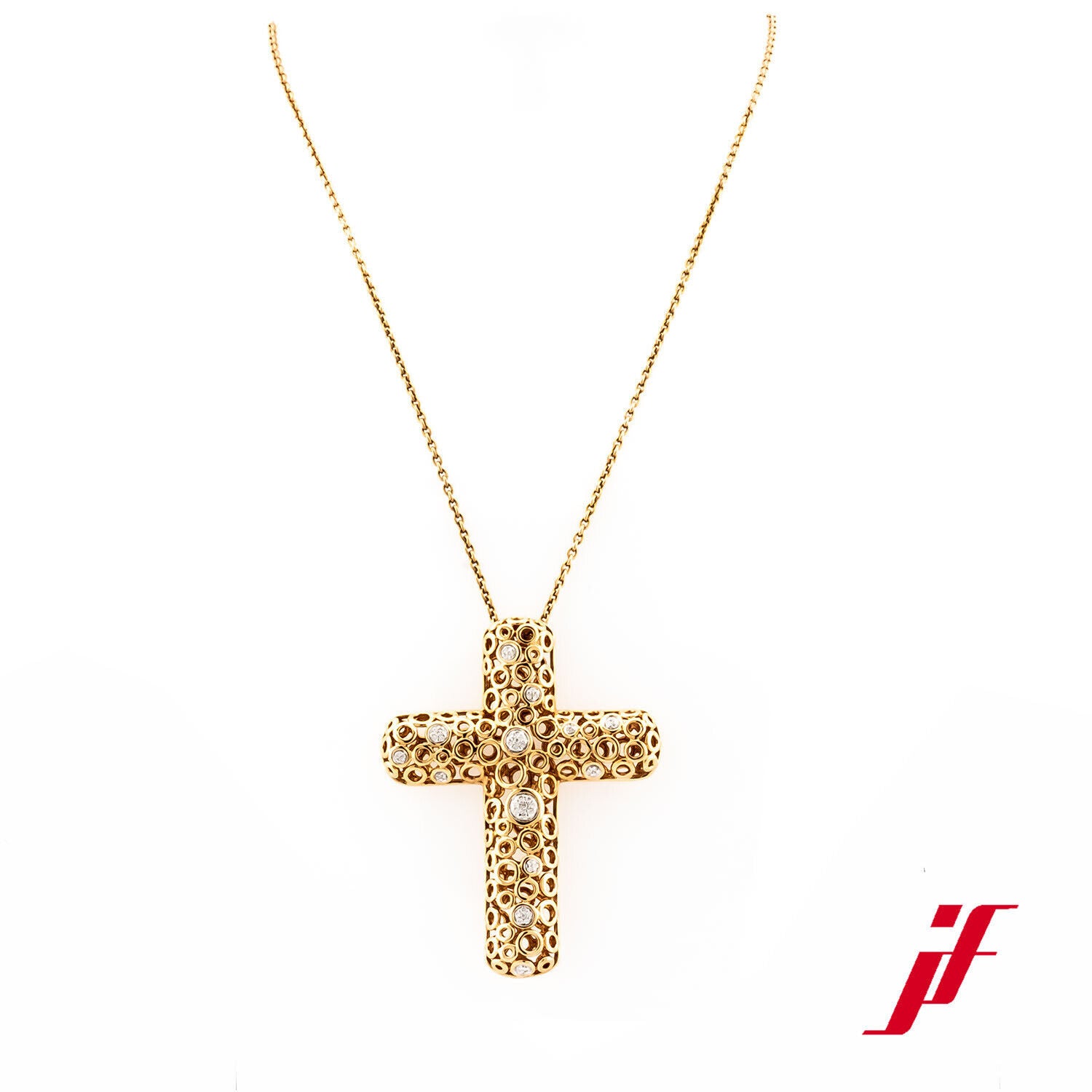 Ramon Kette mit Anhänger Kreuz 750/18K Roségold Diamanten Brillanten TOP Neu