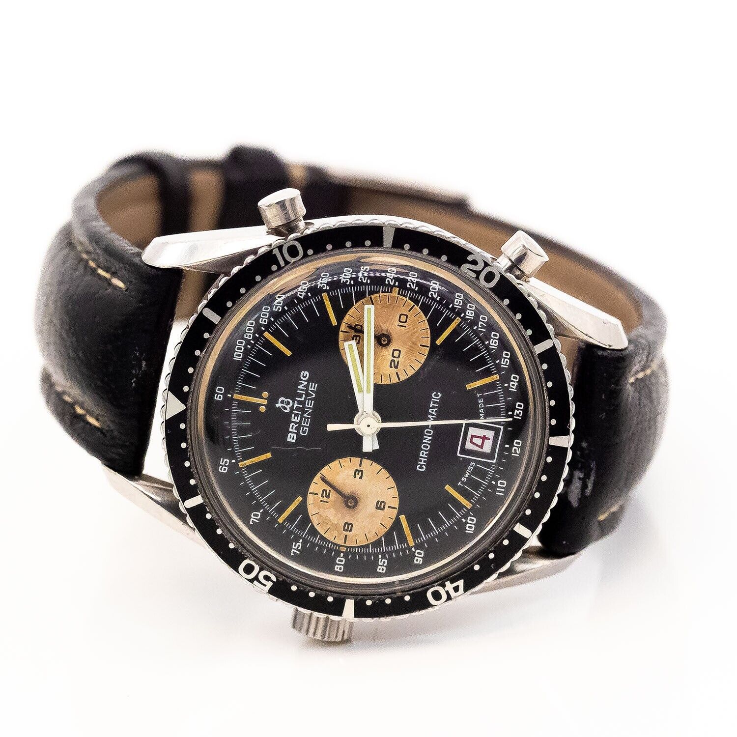 Breitling Chrono-matic 38mm Ref.2130 Edelstahl Leder Automatik Plexiglas