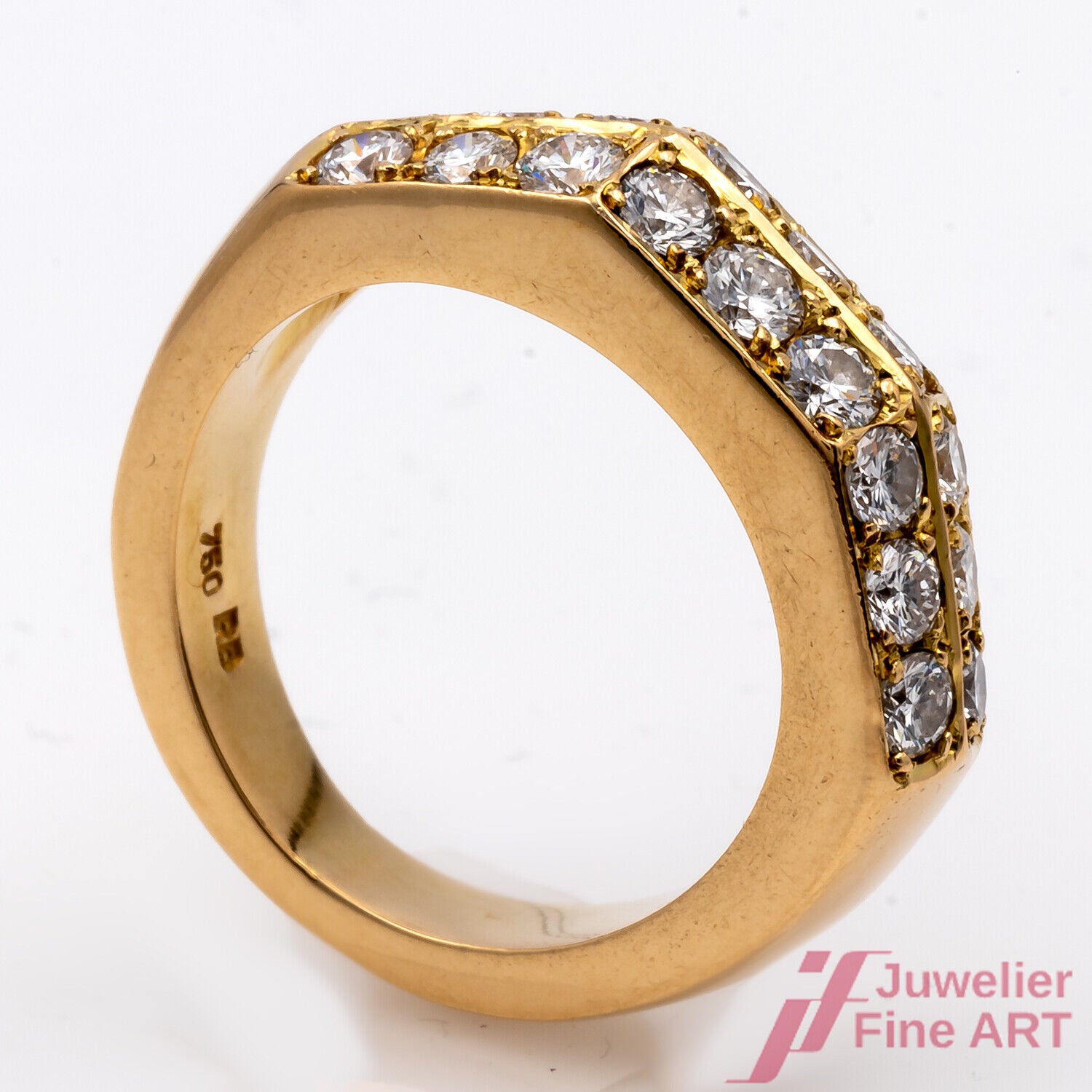 Ring Modern 750/18K Gelbgold Diamanten Brillanten Größe 51 10,3 g